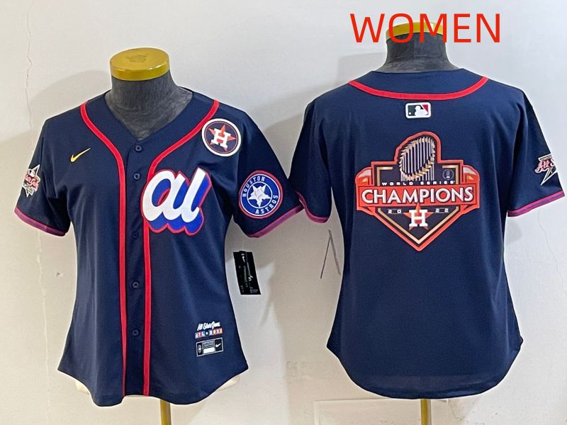 Women 2025 Houston Astros Blank Drak Blue All star Nike MLB Jersey style 010->women mlb jersey->Women Jersey